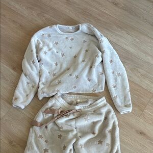 Z Supply Plush Loungewear Set in Cream and Taupe